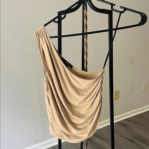 Forever 21 Tan One-Shoulder Tank Top